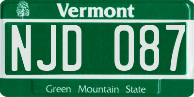 VT license plate NJD087