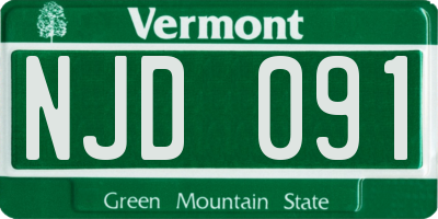 VT license plate NJD091