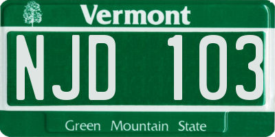 VT license plate NJD103