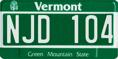 VT license plate NJD104