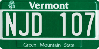 VT license plate NJD107
