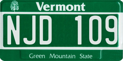 VT license plate NJD109