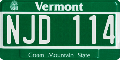 VT license plate NJD114