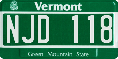 VT license plate NJD118
