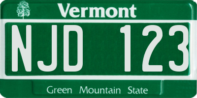 VT license plate NJD123