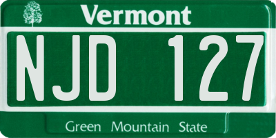 VT license plate NJD127