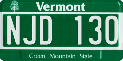 VT license plate NJD130