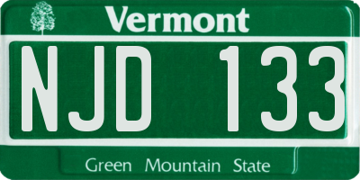 VT license plate NJD133
