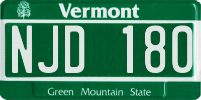 VT license plate NJD180