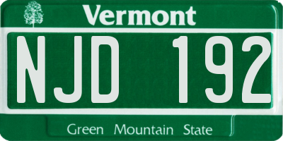 VT license plate NJD192