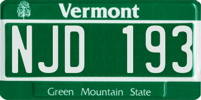VT license plate NJD193