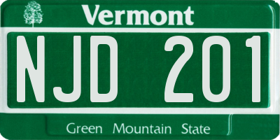 VT license plate NJD201