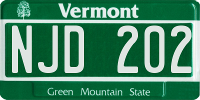 VT license plate NJD202