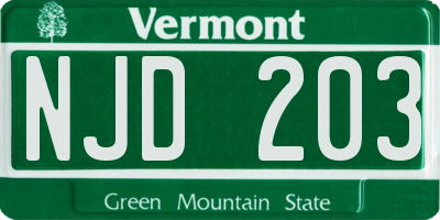 VT license plate NJD203