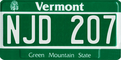 VT license plate NJD207