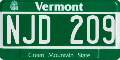 VT license plate NJD209
