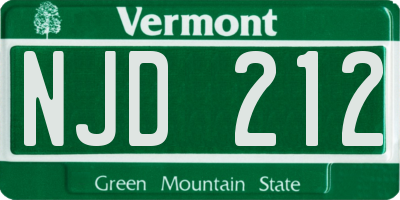 VT license plate NJD212