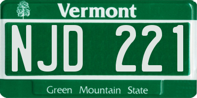 VT license plate NJD221