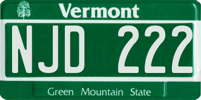 VT license plate NJD222