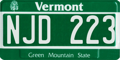 VT license plate NJD223