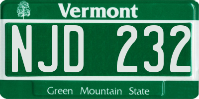 VT license plate NJD232