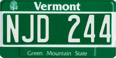 VT license plate NJD244