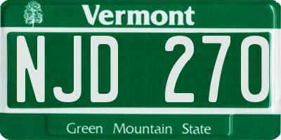 VT license plate NJD270
