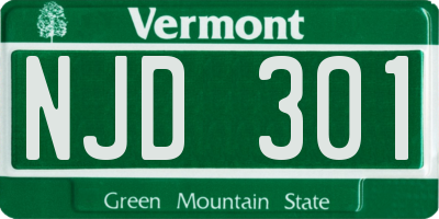 VT license plate NJD301