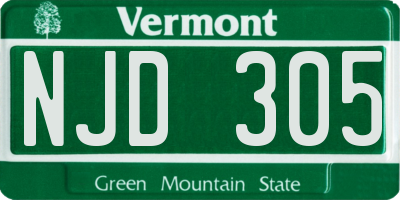 VT license plate NJD305