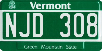 VT license plate NJD308