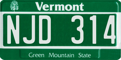 VT license plate NJD314