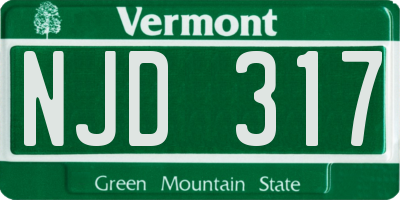 VT license plate NJD317