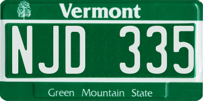 VT license plate NJD335