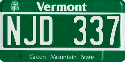 VT license plate NJD337