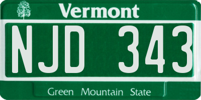 VT license plate NJD343