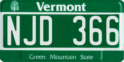 VT license plate NJD366