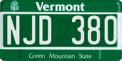 VT license plate NJD380