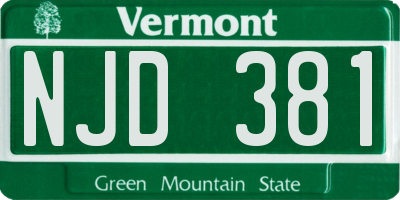 VT license plate NJD381