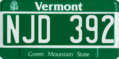VT license plate NJD392