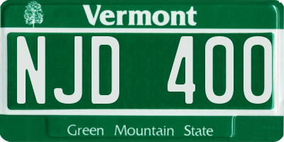VT license plate NJD400