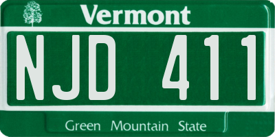 VT license plate NJD411