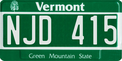 VT license plate NJD415