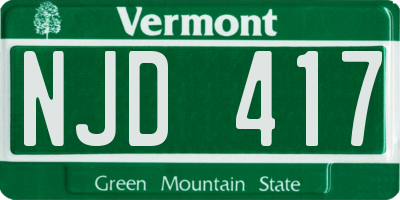VT license plate NJD417