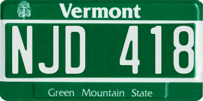 VT license plate NJD418