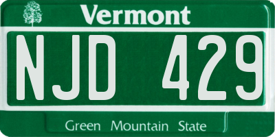 VT license plate NJD429