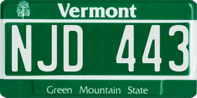 VT license plate NJD443