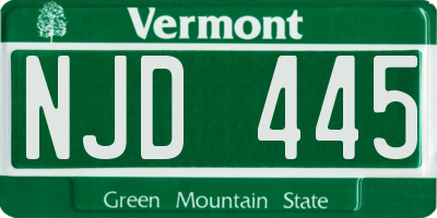 VT license plate NJD445
