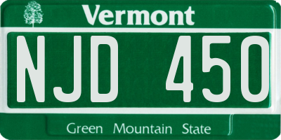 VT license plate NJD450
