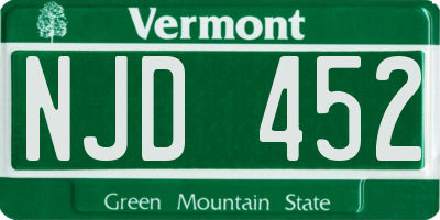 VT license plate NJD452