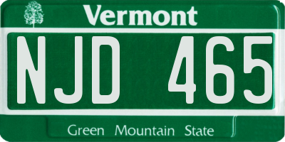 VT license plate NJD465
